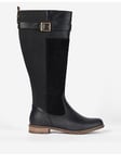Barbour Ange Knee High Buckle Leather Boot - Black, Black, Size 3, Women