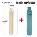 Hot Water Bottle With Cover Extra Long Faux Fur 4-lake Blue