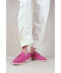 Where's That From Womens 'Pegasus' Slip On Trim Loafers With Accessory Detailing - Fuchsia - Size UK 8