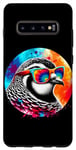 Coque pour Galaxy S10+ Lunettes de soleil Cool Tie Dye Ptarmigan Oiseau Illustration Art