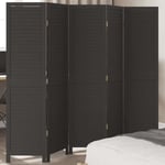 Room Divider 5 Panels Black Solid Wood Paulownia vidaXL