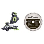 Evolution Power Tools F255SMS Multi-Material Sliding Mitre Saw, 255 mm (230 V) with Wood Carbide-Tipped Blade, 255 mm