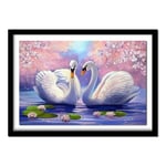 DIY 5D Diamond Painting Kits for Adult/Kid Full Drill Natural Swan Flower Diamond Art Painting by Numbers Crystal Rhinestone Cross Stitch Diamond Embroidery Home Canvas Wall Decor 80x120cm F3239