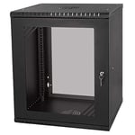 Stalflex Rack Cabinet 19" 12U, 600mm, Glass Door, Black RC19-12U-600GB