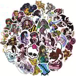 50 st Monster High-klistermärken för vattenflaskor, klistermärken för tonåringar, vuxna för vattenflaska, bärbar dator, telefon, Hydro Flask resevinylklistermärken vattentäta