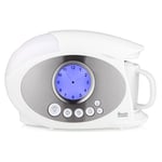 Swan STM200N Teasmade - Rapid Water Boiler with Clock and Alarm Featuring a Reading light and LCD Analogue Clock Light with Auto Dimmer and a 600ml Water Tank, 780-850W, White,H:20 W:31 D:19