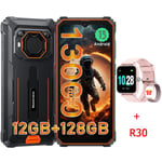 Blackview BV6200 Pro Téléphone Portable Incassable Android 13 6,56" 13000mAh 12Go+128Go Orange avec Smartwatch Blackview R30(Rose)