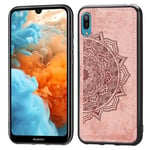 LLLi Mobile Accessories for HUAWEI Embossed Mandala Pattern Magnetic PC + TPU + Fabric Shockproof Case for Huawei Y6 Pro (2019) without Fingerprint Hole(Black) (Color : Rose Gold)