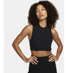 Nike Women's Tight Mock-neck Ribbed Cropped Tank Top Sportswear Chill Knit Urheilu BLACK/BLACK