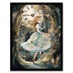 Alice In Wonderland Watercolour Down The Rabbit Hole Whimsical Magical Adventure Painting Art Print Framed Poster Wall Decor