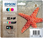 Genuine Epson 603XLBK 603CMY Starfish T03A940 Original Set of 4 Ink Cartridges