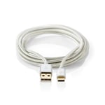 USB 2.0 -Synkronointi-, Lataus- ja AV-Tukikaapeli | Kullattu, 1,0 m | USB-Câ„¢-Uro