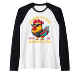 Driving my wife crazy one chicken at a time Funny Chickens Raglan Baseball Tee