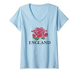 Womens Distressed English Rugby Shirt | England Rugby Football Top V-Neck T-Shirt
