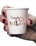 10 stk "Happy Birthday" Rosegull Shotglass i Papir