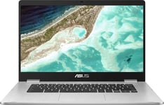 Asus Chromebook C523 15.6" HD Nanoedge Display with 180 Degree Hinge Intel Dual Core Celeron Processor, 4GB RAM, 64GB Emmc, Silver Color, C523NA-BCLN6