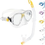 Cressi Kids Marea Vip Jr Italian Made Snorkel Set - Transparent/Yellow