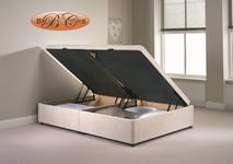 Divan Ottoman Side Lift Storage Bed Single 4'6 Double 5ft King Size Chenille (4FT Small Double, Cream)