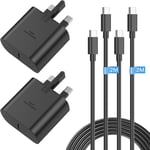 25W for Samsung Fast Charger Plug and Cable 2M 2Pack,Usb C Charger Plug for Sams