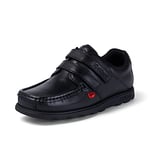 Kickers Boy's Fragma Strap Teen Leather Shoes, Black, 4 UK