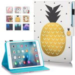 AUSMIX Case for iPad 9.7 Inch 2018 2017/iPad Air 2 Case/iPad Air Case, PU Leather Smart Stand Wallet Protective Cover with Auto Sleep/Wake for iPad 6th/5th Gen/iPad 9.7 Inch Tablet, Pineapple