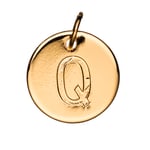 Bokstavshänge cirkel Q – Ø12 mm, mässing pläterat med 9 karat guld