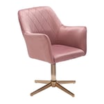 Rootz Swivel Chair - Skrivbordsstol - Sammetsklädsel - Vadderade armstöd - 360° rotation - Guld Basram - 80-97cm x 55cm x 55cm - Rosa - 120kg Kapacite