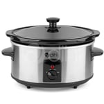 3.5L Electric Slow Cooker Removable Ceramic Pot Clear Glass Lid Stainless Steel
