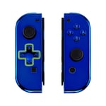 eXtremeRate Chrome Blue Joy con Handheld Controller Housing (D-Pad Version) with Full Set Buttons, DIY Replacement Shell Case for Nintendo Switch Joycon & Switch OLED Joy con