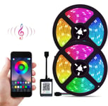 HoldPeak Music Light Strips RGB SMD5050,5 Meters*2(32.8 Feet) 12V 300LEDs, Wireless APP Controlled Light Strips, Music Sync/Remote Control Smart LED Strip for KTV/Party/Bedroom