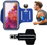 DN-Technology For Samsung Galaxy S20 FE 5G Case Sweat-Free Armband Case Reflective Strap Plus Key Holder for Sports, Running, Jogging, Walking, Exercise Wristband Armband Case for Samsung S20 FE Blue