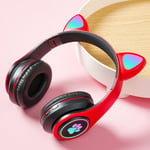 Casque sans fil Bluetooth chat oreille lueur lumiere stéréo basse casques enfants Gamer fille cadeaux PC téléphone casque de jeu-LX-B39B rouge