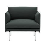 Muuto - Outline Studio Chair / Polished Aluminium Base Twill Weave 990 - Fåtöljer - Metall/Trä/Textilmaterial/Skum