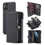 CaseMe 2-i-1 iPhone 11 fodral med plånbok - Svart