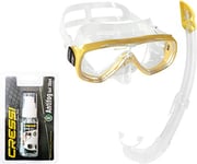 Cressi Onda Mare Italian Made Snorkel Set, Clear/Yellow with Unisex Anti Fog for Diving Masks/Swim Goggles, Transparent, 30 ml