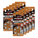ANSMANN Hearing Aid Batteries [Pack of 60] Size 312 Brown Zinc Air Hearing-Aid Suitable For Hearing Aids, Hearing Aids Sound Amplifier - 1.45V Mercury Free