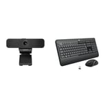Logitech C925-E Business Webcam, HD 1080p/30fps Video Calling, Light Correction & MK540 Advanced Wireless Keyboard and Mouse Combo for Windows, 2.4 GHz Unifying USB-Receiver, Multimedia Hotkeys