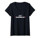 Womens Happy Valentines Day Cute Heart Valentine Couple V-Neck T-Shirt