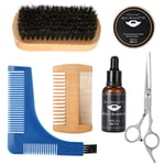 7PCS/Set Portable Men Beard Styling Shaping Cream Oil Brush Comb Scissor SLS
