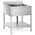 Royal Catering Évier professionnel - 1 bac Inox 50 x 25,5 cm RCSSS-70X70-S