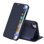 DUX DUCIS Coque pour iPhone SE 2022 / iPhone SE 2020 / iPhone 7 / iPhone 8, Housse en Cuir avec Magnetique Premium Flip Compatible pour Apple iPhone SE 2022 / SE 2020/7 / 8 (Bleu Profond)