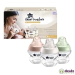 3x Tommee Tippee Closer to Nature Baby Feeding Bottles 150ml 0m+
