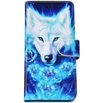 Felfy Compatible with Moto G8 Plus Phone Case PU Leather Protective Cover Wolf Fashion Pattern Flip Wallet Case with Magnetic Stand Card Slots Shockproof Leather Cover for Moto G8 Plus