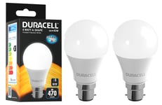 Duracell LED B22 A60 Frosted Light Bulbs, 6W, 470 lumens, 40W Halogen Equivalent, Neutral White 4000K - 2 Pack
