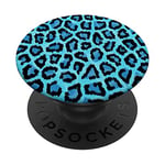 Cell Phone Button Pop Out Holder Light Blue Leopard Print PopSockets PopGrip: Swappable Grip for Phones & Tablets