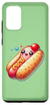 Galaxy S20+ Cute Kawaii Hot Dog with Smiling Face and Bubbles Case
