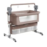 Lit d'appoint pour Bébé Lit Bébé de Cododo Convertible Multifonctionnel Portable Pliable Berceau à Balançoire pour Bébé avec Musique Bluetooth 5 Vitesses de Balancement Télécommande (Khaki-1)
