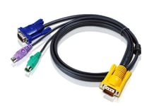 Aten 10 M Ps/2 Kvm-Kabel Med 3-I-1 Sphd, 10 M, Vga, Svart, Hdb-15, 2Xps/2, Sphd-15, Hane/Hane
