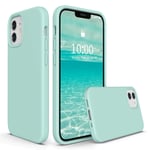 SURPHY Liquid Silicone Case Compatible with iPhone 12 mini Case 5.4 inches, Gel Rubber Full Body Shockproof Phone Case with Microfiber Lining for iPhone 12 mini 5.4 inches 2020 (Mint)