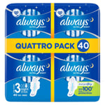 Always Ultra Night Size 3 Towels with Wings Absorbent Protect - Pack of 40 Pads